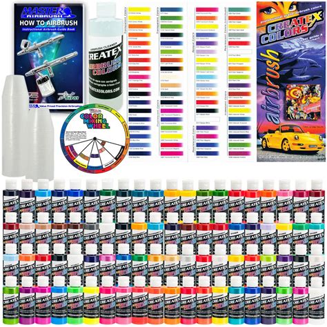 Createx Deluxe 80 Color Professional Airbrush Paint Set Includes 80