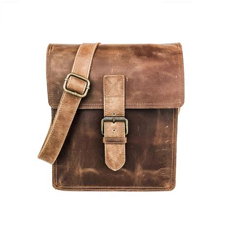 Full Grain Leather Messenger Bag Small Distressed Hides Canada