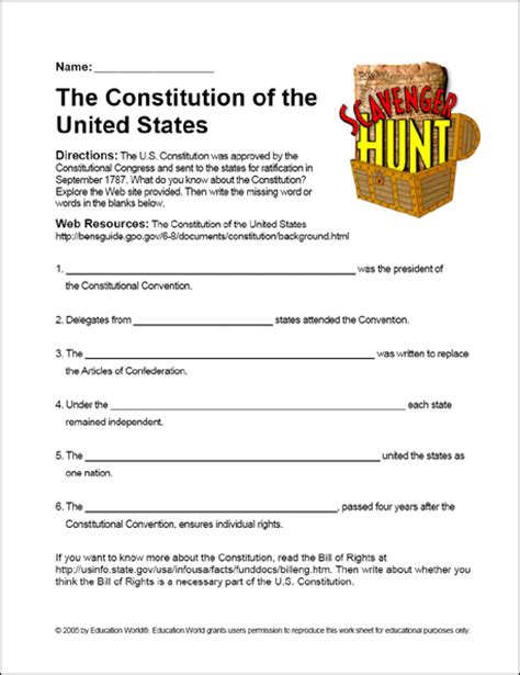 Worksheets are the constitution, united states constitution work, an introduction overview to the us constitution, work 1, the preamble to our constitution, the constitution of the united states. Scavenger Hunt: "The U.S. Constitution" Worksheet ...
