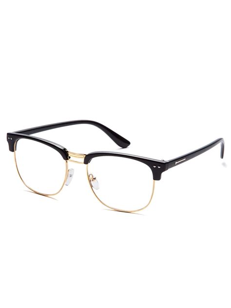 Black Open Frame Gold Trim Glasses Shein Sheinside