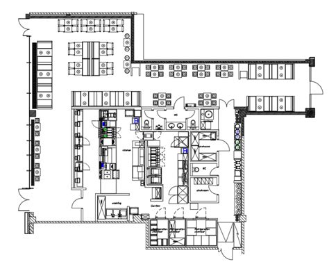 Fast Food Restaurant Top View Layout Plan Cad Drawing Details Dwg File