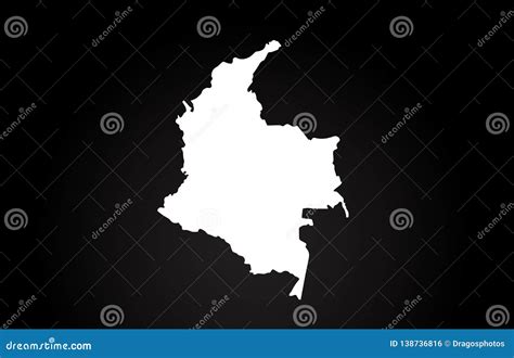 Colombia Black And White Country Border Map Logo Design Stock Vector