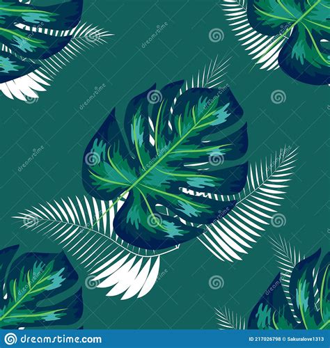 Tropical Leaf Design Featuring Navy Palm And Blue Monstera Plant Leaves