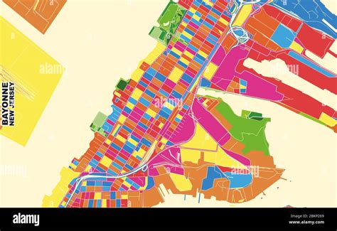 Colorful Vector Map Of Bayonne New Jersey Usa Art Map Template For