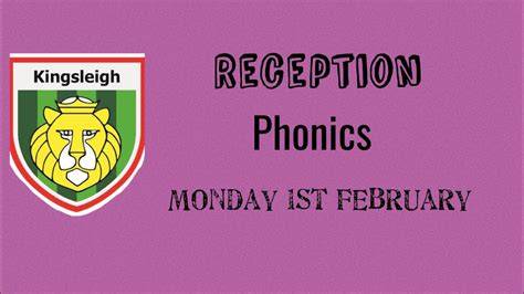 Reception Phonics Monday 1st February Youtube