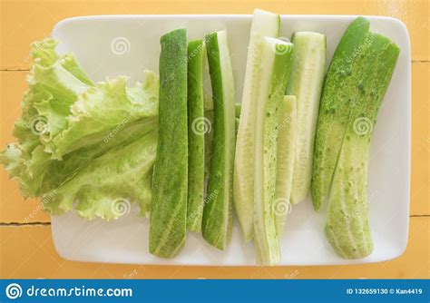 Cucumber Slice Diet Food Fresh Green Healthy Ingredient Stock Photo