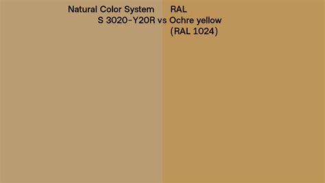 Natural Color System S 3020 Y20r Vs Ral Ochre Yellow Ral 1024 Side By