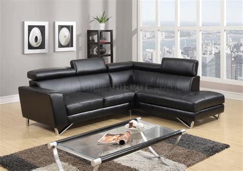 U9836 Sectional Sofa In Black Leatherette By Global