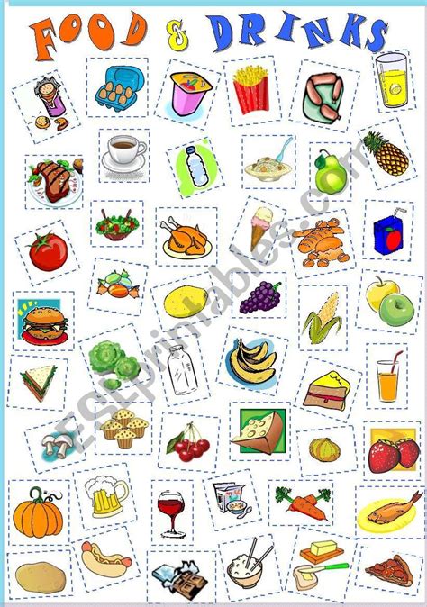 Food And Drinks Cut And Paste Vocabulary Revision For Kids Cut And