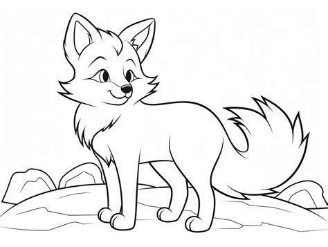 Red Fox Drawing To Color Coloring Page