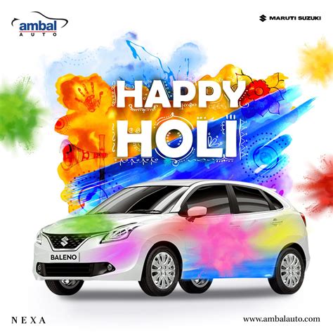 A Colorful Car With The Words Happy Holi Written On It And An Artistic