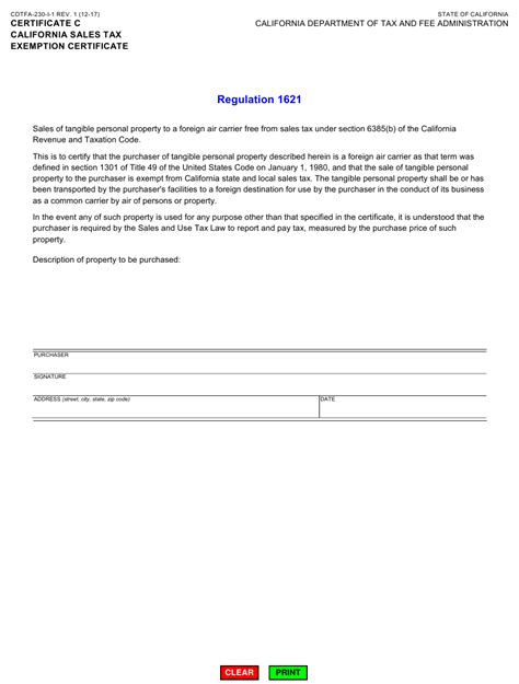 Ca Sales Tax Exemption Certificate Form