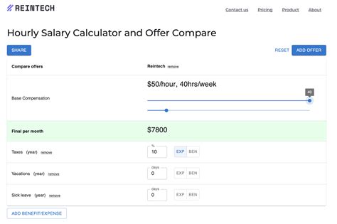 Calculating Your Compensation — Hourly To Salary Calculator Reintech