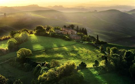 Tuscany Field Sunlight Landscape Hill Italy