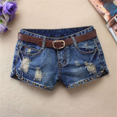 Denim Low Waist Shorts Jeans Woman Rivet Streetwear Mini Sexy Summer