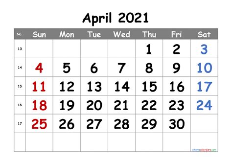 Printable Calendar For April 2021