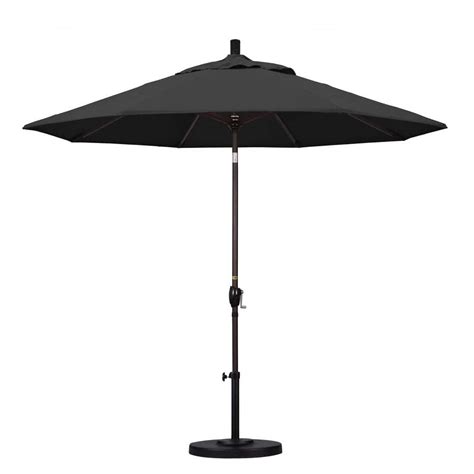 California Umbrella 9 Ft Aluminum Push Tilt Patio Umbrella In Black