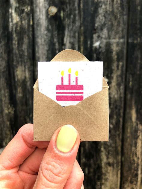 Tiny Birthday Card Miniature Birthday Card Mini Friend Etsy