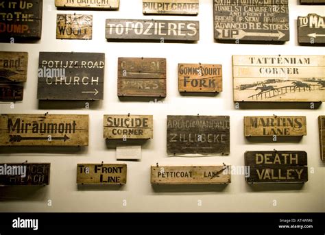 Old Ww1 Trench Signs At The Imperial War Museum In London Stock Photo