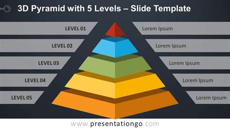 3d Stacked Pyramid Hierarchy Diagrams Ppt Template Ph