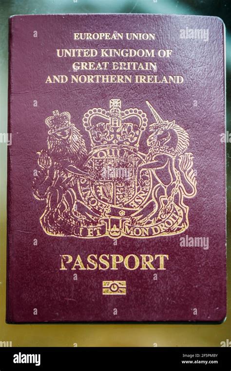 British Passport Cover Page European Union Stock Photo Alamy