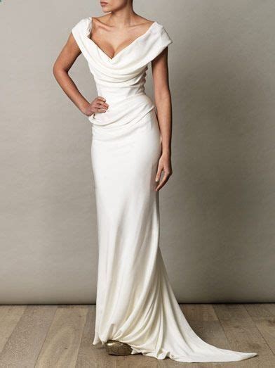 Simple Elegant Sheath Sweep Train Wedding Dress For Older Brides Over 40 50 60 70 Elegant