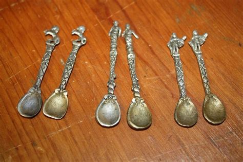 6 Antiquevintage Figural Salt Spoons Made In Italy Rearing Horse
