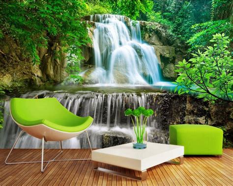 Beibehang Natural Forest Waterfall Stream Scenery Tv Background Wall