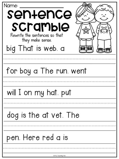 Unscramble worksheets help children with reading and word recognition skills. Sentence scramble worksheet for kindergarten. Students ...