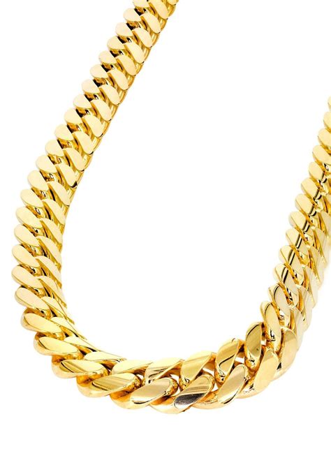 Kt Gold Miami Cuban Link Solid Chain Heavy Rounded Curb Etsy