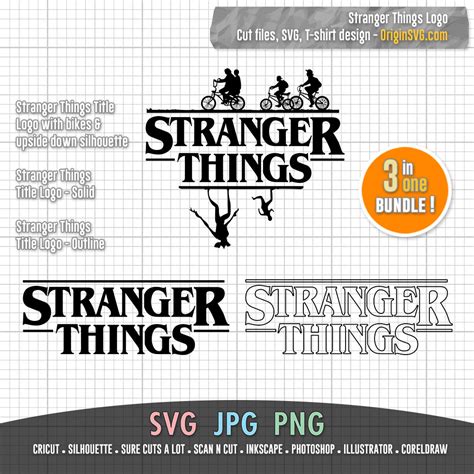 Free vector logo stranger things. Stranger Things Title Logo 3 in 1 - Stencil cut files T-shirt design - Origin SVG Art
