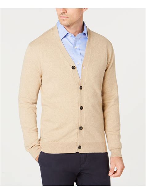 Clubroom Mens Beige Heather Long Sleeve Classic Fit Button Down