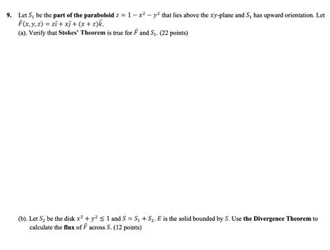 solved 9 let s1 be the part of the paraboloid z 1−x2−y2