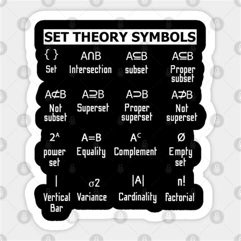 Set Theory Symbols Set Theory Sticker Teepublic