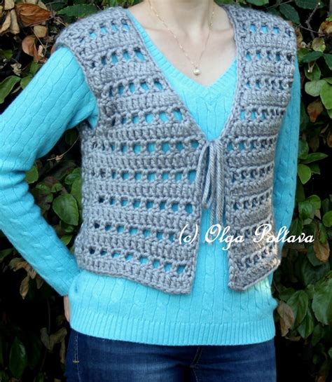 Womens Chunky Vest Crochet Pattern Size Small Medium Easy