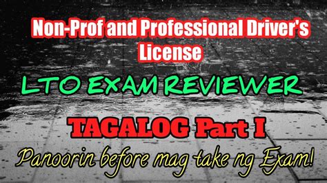2021 Lto Exam Reviewer Tagalog Non Prof And Professional Drivers