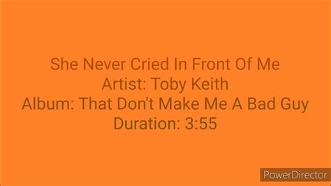 she never cried in front of me by toby keith lyric video youtube