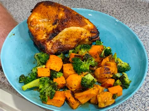 Meanwhile, cook the broccoli until tender, then drain. Grilled Chicken Breast with Honey Dijon Broccoli & Sweet ...