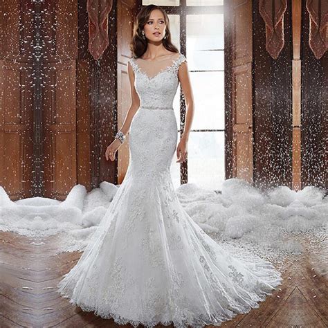 Fansmile New Vestido De Noiva White Lace Mermaid Wedding Dress 2019