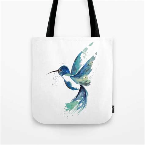 Blue Hummingbird Watercolor Tote Bag By Zeichenbloq Society6
