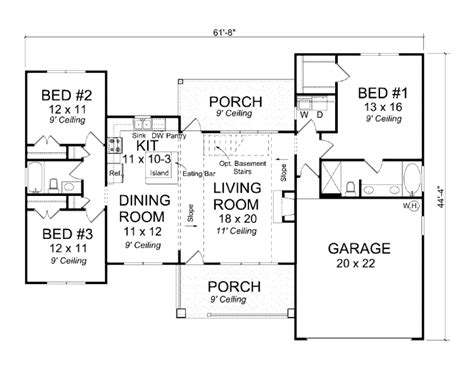 Traditional Style House Plan 3 Beds 2 Baths 1477 Sqft Plan 513 17