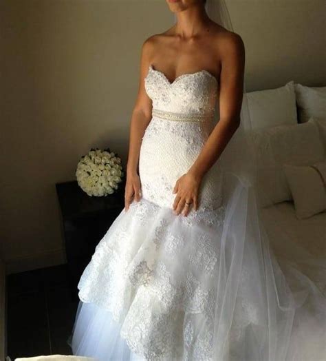 Fit N Flare Lace Wedding Dress From Darius Bridal Bridal Gown Fitting