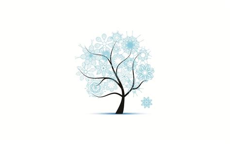 Snow Minimalistic Trees Simple Background White Background Wallpaper