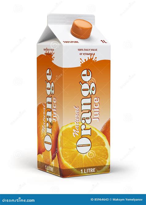 Orange Juice Carton Cardboard Box Pack Isolated On White Background