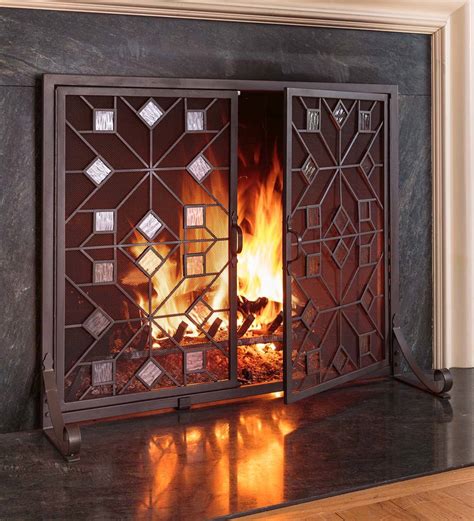 Bronze Fireplace Screen With Doors Open One Or Both Doors For Easy