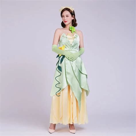 New Arrival Frog Prince Tiana Cosplay Princess Adult Costume Halloween Party Dress Custom Made