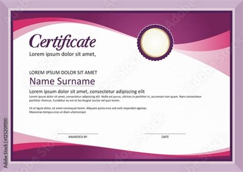 purple Modern Diploma / Certificate Template Design - Buy this stock
