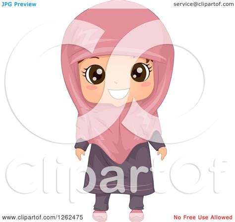 Clipart Of A Cute Girl Posing In A Muslim Dress Royalty Free Vector Illustration By Bnp Design