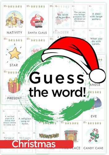 Christmas Guess The Word Card Game Teaching Resources