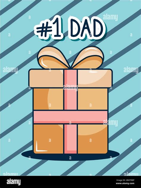 Happy Fathers Day Concept Number 1 Dad And T Box Icon Over Blue And